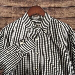 Peter Millar Mens Weekender Button Down Gingham Check Long Sleeve Black XL